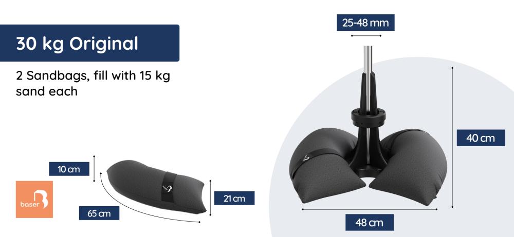 Baser Umbrella Base Dimensions - 30kg