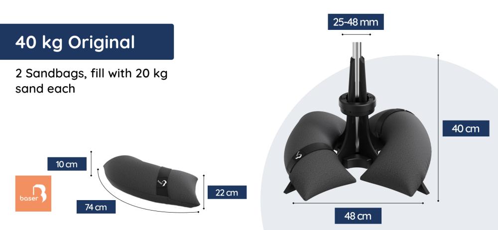 Baser Umbrella Base Dimensions - 40kg