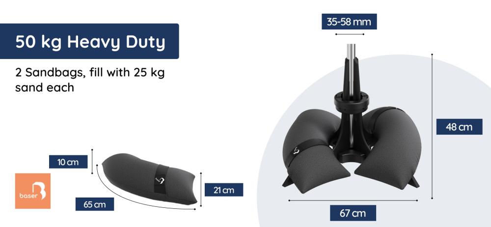 Baser Outdoor Umbrella Base Dimensions - 50kg