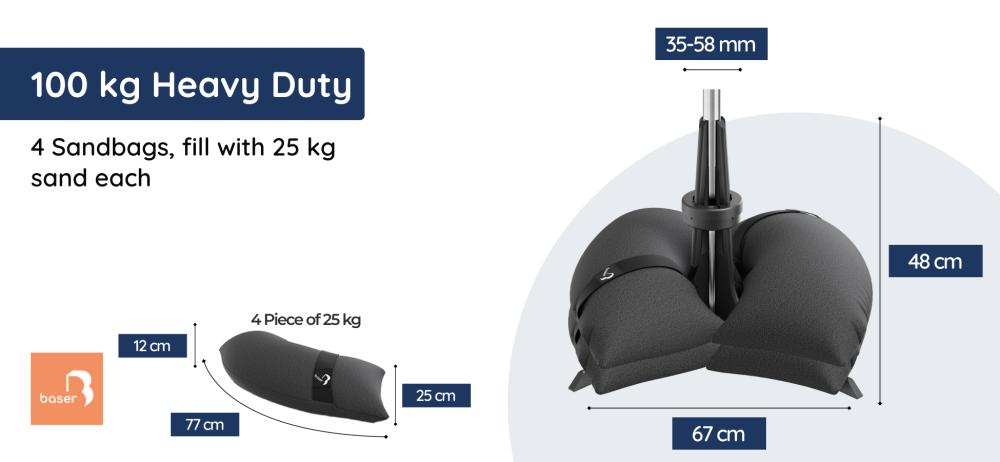 Baser Outdoor Umbrella Base Dimensions - 100kg