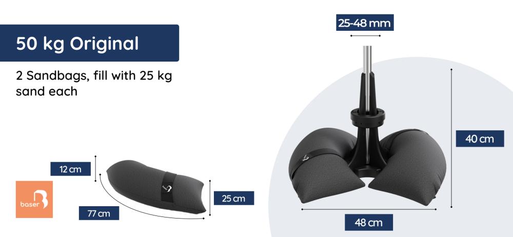 Baser Umbrella Base Dimensions - 50kg