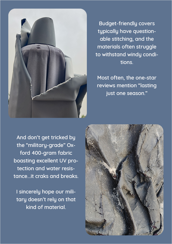 Showcase of low-quality outdoor umbrella covers