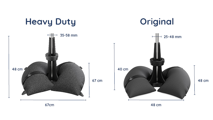 Comparison between Heavy Duty and Original Baser Patio Umbrella Stands
