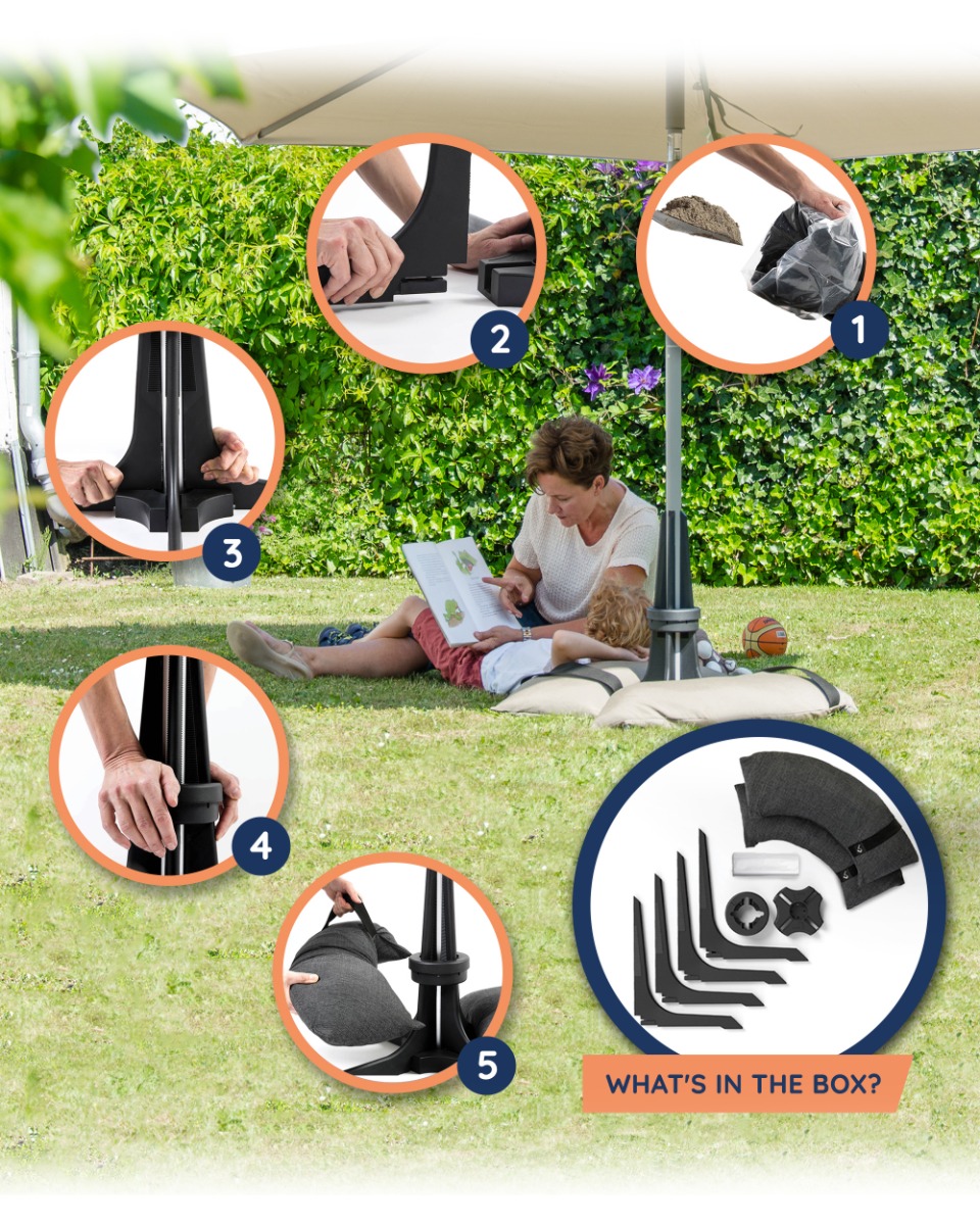 Baser outdoor umbrella stand easy-to-assemble demonstration