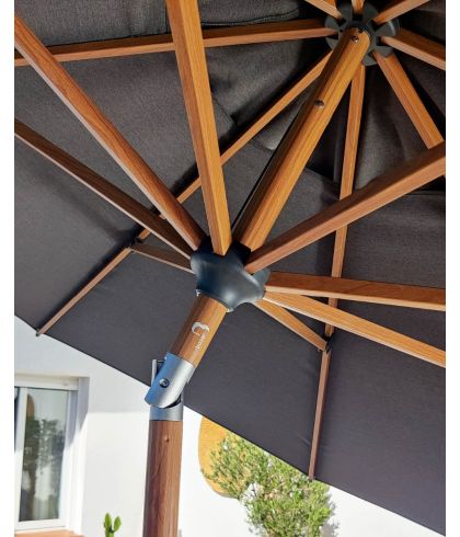 Baser Supreme Crank Umbrella Anthracite & Wood Look 250x250 CM