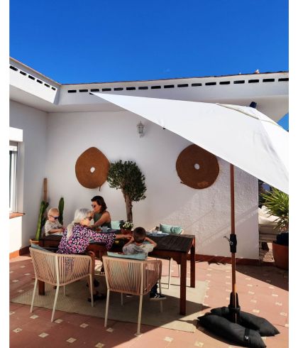 Baser Supreme Crank Umbrella Anthracite & Wood Look 250x250 CM
