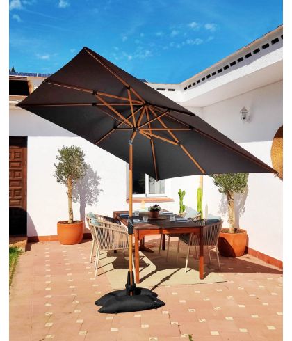 Baser Supreme Crank Umbrella Anthracite & Wood Look 250x250 CM
