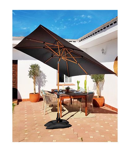 Baser Supreme Crank Umbrella Anthracite & Wood Look 250x250 CM